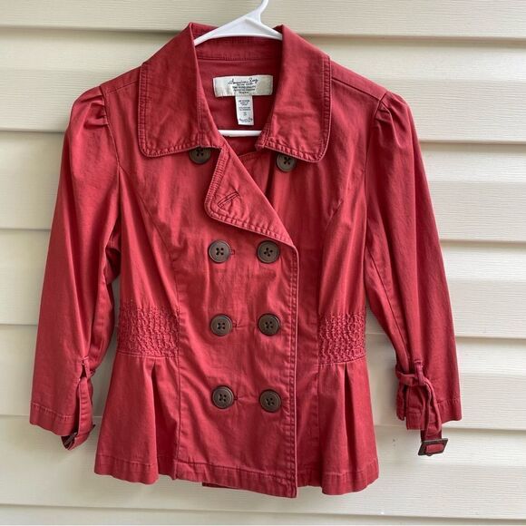 American Rag Red Double Breasted Peplum Jacket Size Small - Picture 1 of 8
